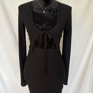 Elegant Black Long Sleeve Two Piece